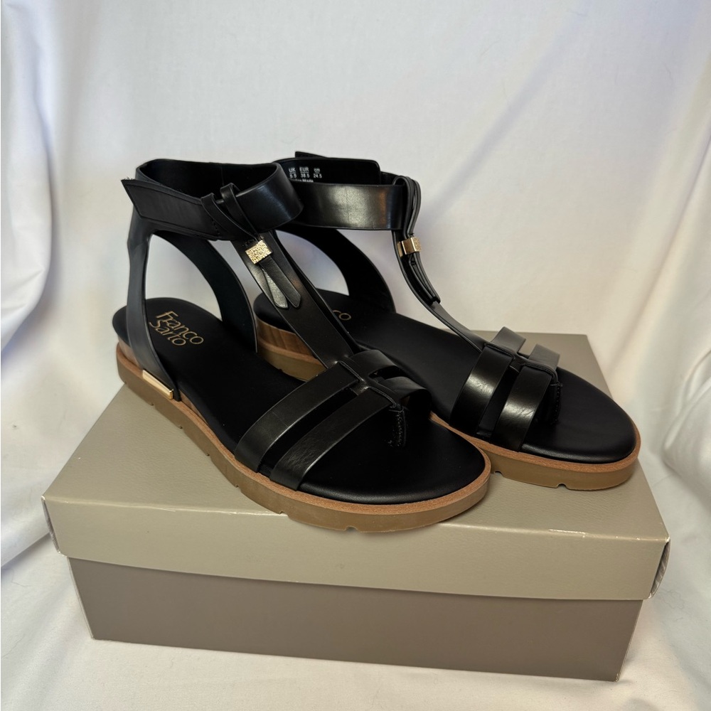 NIB Franco Sarto Black Gladiator Sandals 8